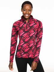 BLACK/PORT WINE PERFORMANCE COMPRESSION HALF ZIP PULLOVER - BRUSHED LINES | Talbots online