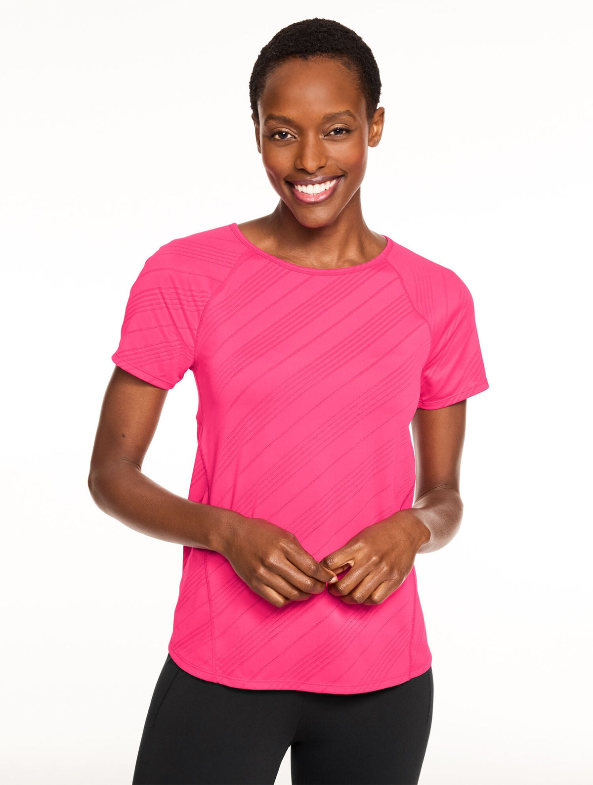 VIVID PINK MESH ACTIVE TEE | Talbots outlet
