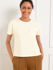 IVORY LUXE JERSEY POCKET TEE | Talbots sale