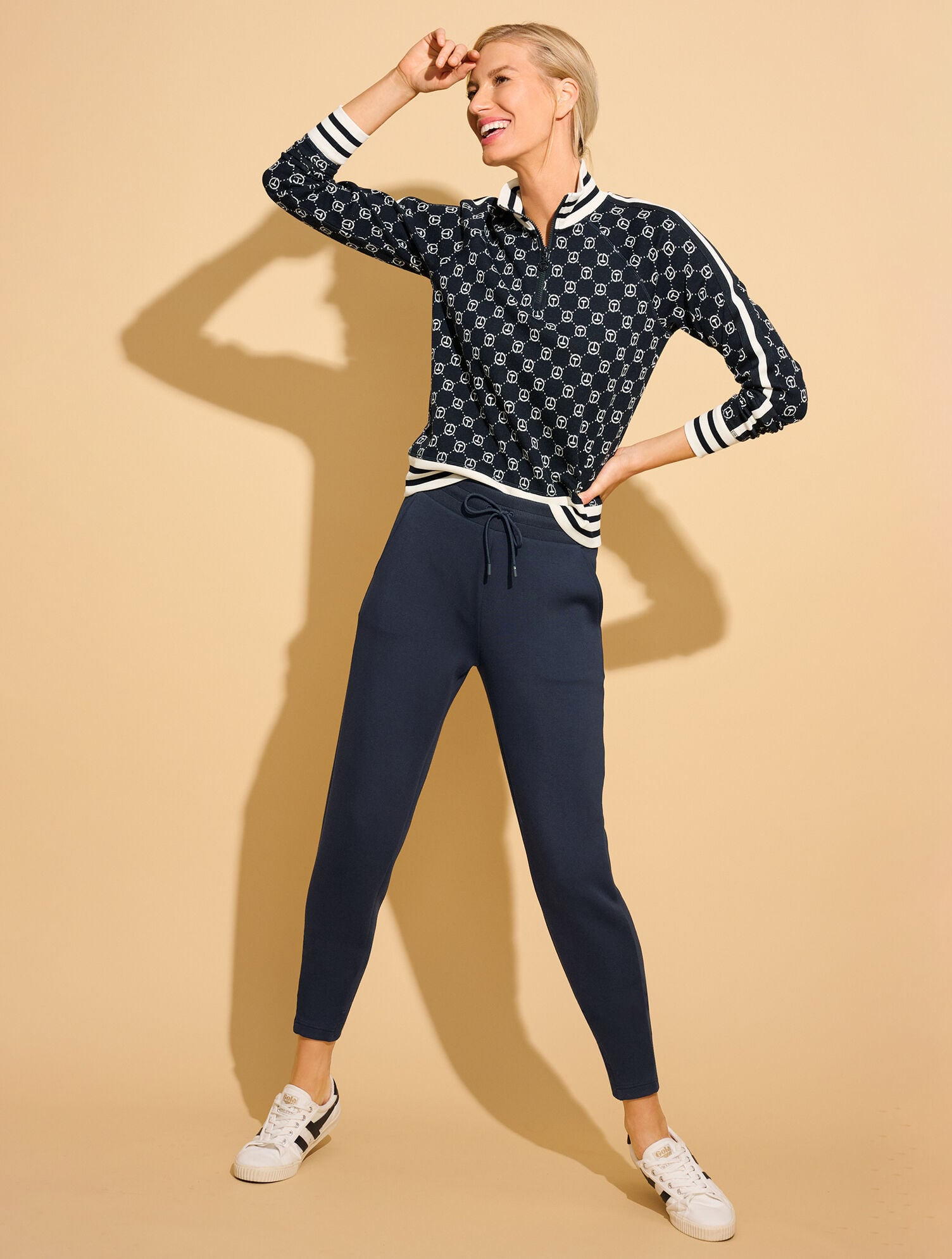 BLACK|INDIGO AIRKNIT STRETCH JOGGERS | Talbots on sale