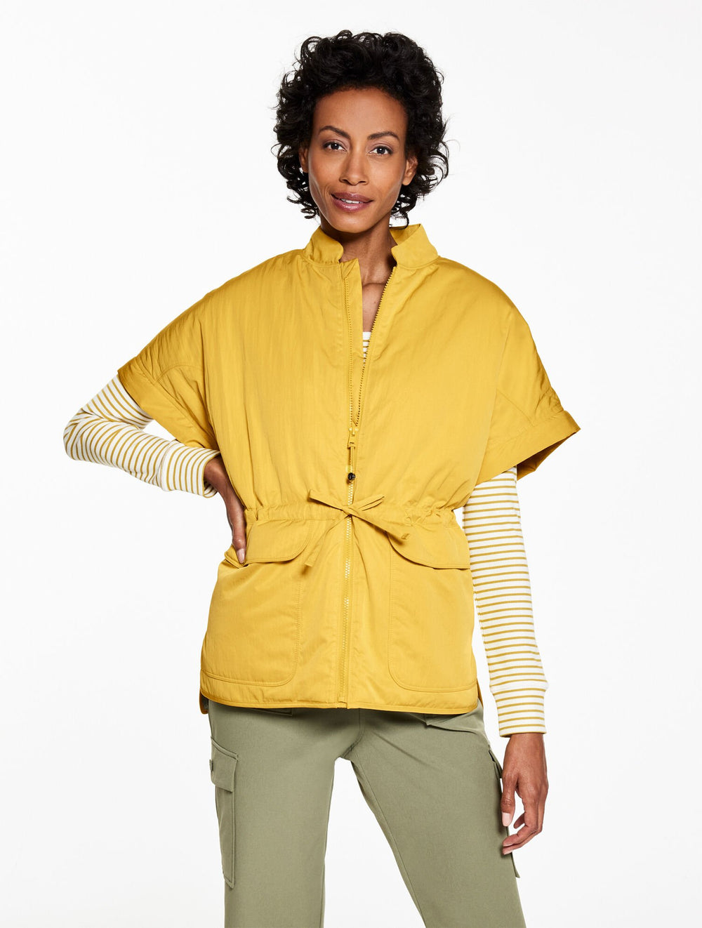 CITRON YELLOW ZIP-OFF SLEEVE WOVEN JACKET | Talbots discount