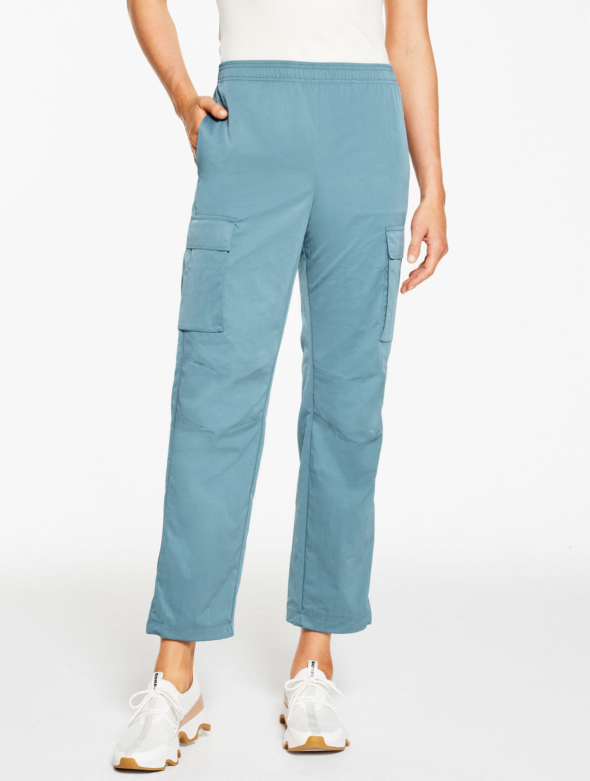 MANOR BLUE WOVEN CARGO PANTS | Talbots outlet