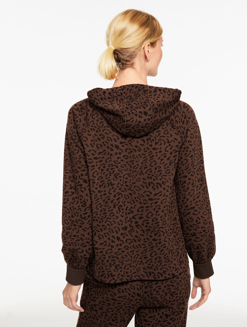 IOLITE HEATHER|DARK CHOCOLATE MULTI FRENCH TERRY HOODIE - TONAL CHEETAH | Talbots discount