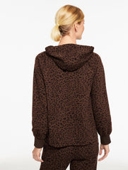 IOLITE HEATHER|DARK CHOCOLATE MULTI FRENCH TERRY HOODIE - TONAL CHEETAH | Talbots discount