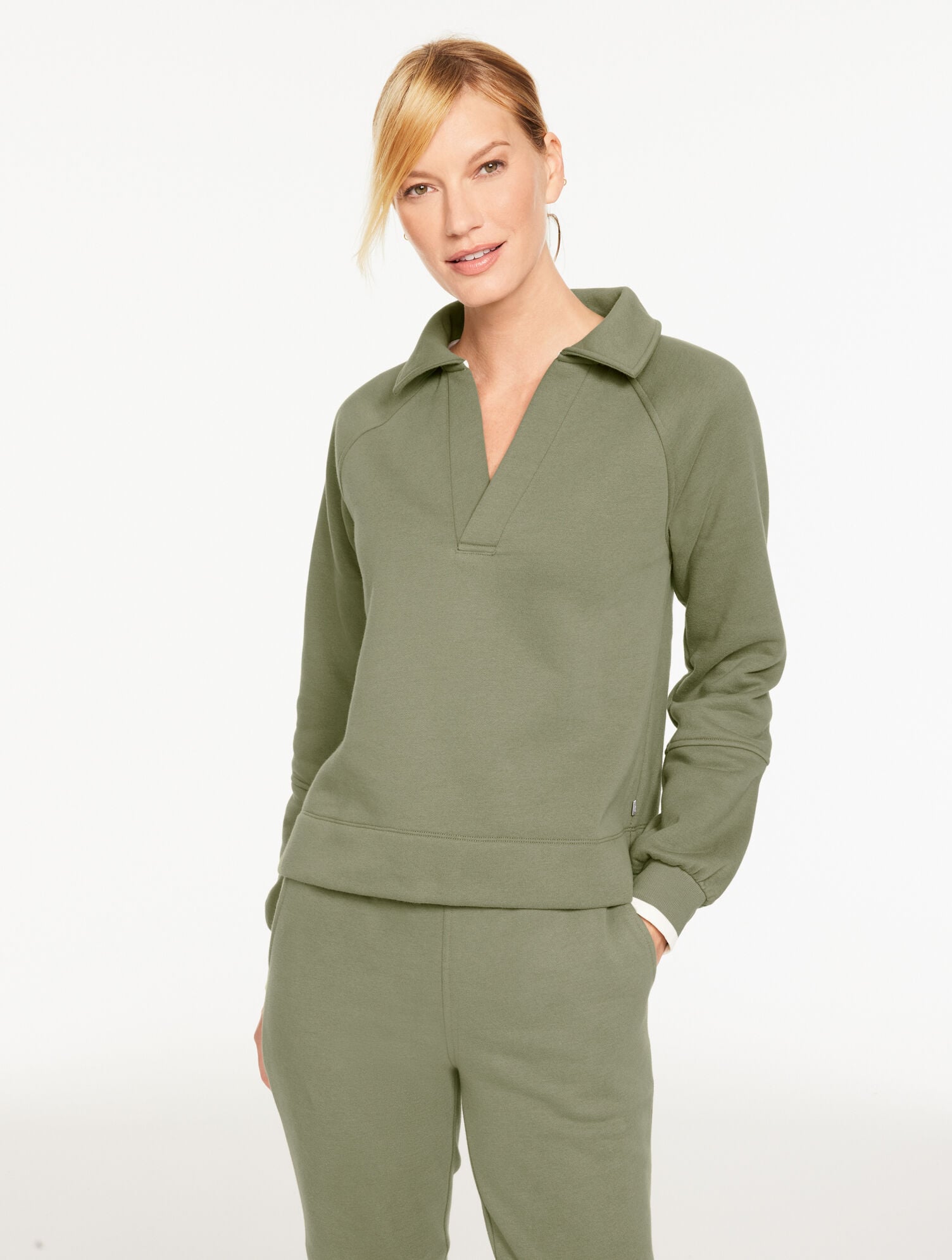SAGEBRUSH COZY FLEECE JOHNNY COLLAR PULLOVER | Talbots online