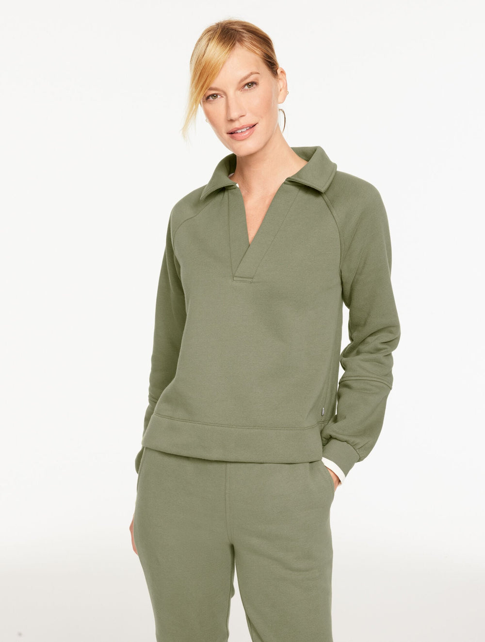 SAGEBRUSH COZY FLEECE JOHNNY COLLAR PULLOVER | Talbots online