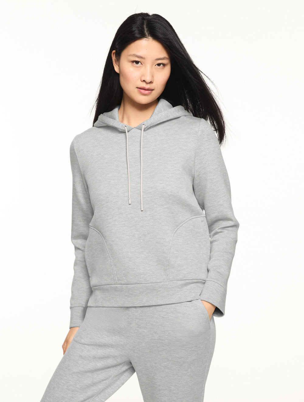 GREY SKY HEATHER AIRKNIT STRETCH MESH HOODIE | Talbots on sale