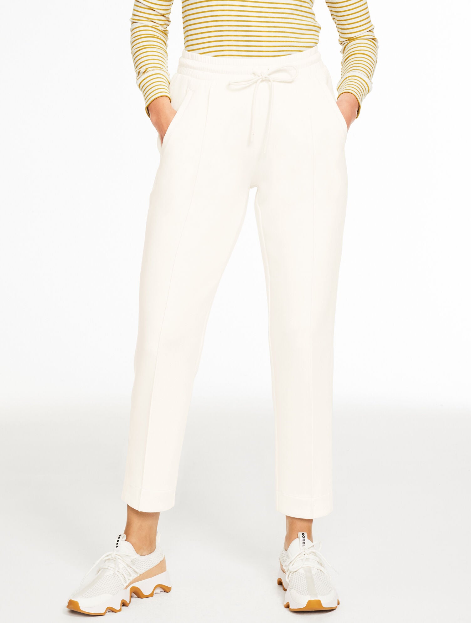 IVORY AIRKNIT STRETCH TAPERED LEG PANTS | Talbots US