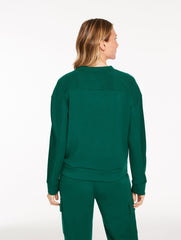 IVORY|MANOR BLUE|PINE GROVE AIRKNIT STRETCH RIBBED CREWNECK PULLOVER | Talbots US