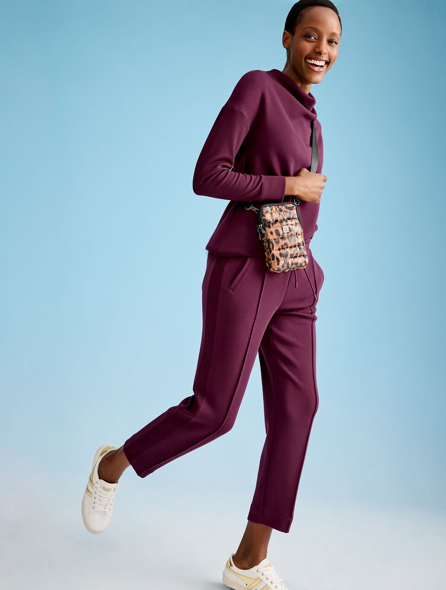 BLACK|IVORY|RICH BURGUNDY AIRKNIT STRETCH COWL-NECK PULLOVER | Talbots online