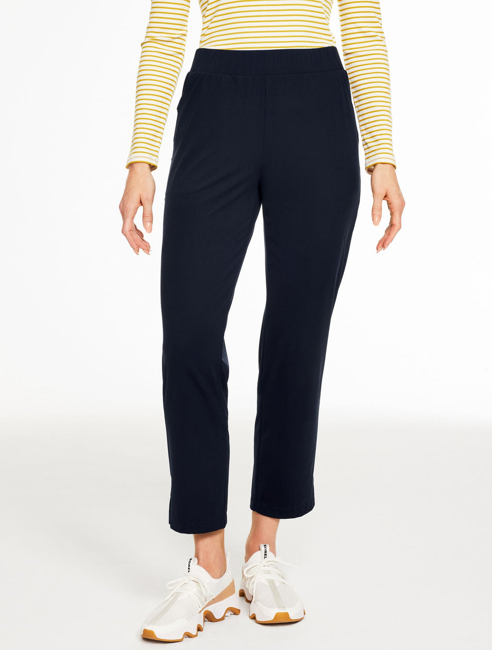 BLACK|INDIGO BLUE OUT & ABOUT STRAIGHT LEG PANTS | Talbots on sale
