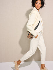 IVORY QUILTED SWEATER BOMBER | Talbots sale