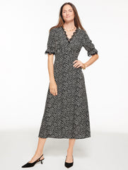BLACK/IVORY FIT & FLARE MIDI DRESS - DARLING DOT | Talbots on sale