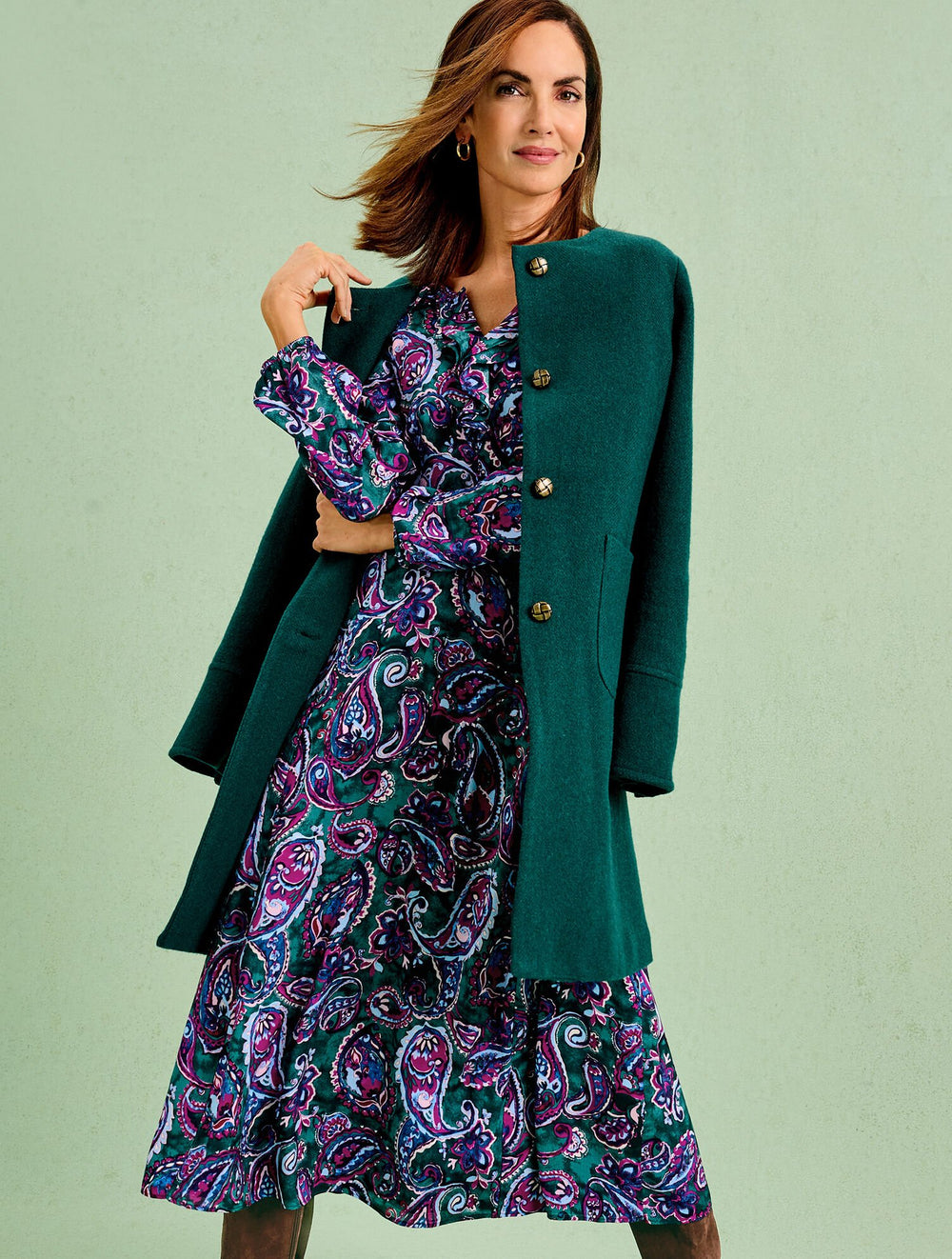 PINE GROVE MULTI FIT & FLARE RUFFLE DRESS - PICCADILLY PAISLEY | Talbots for sale