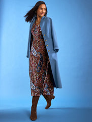 DARK WALNUT MULTI BURNOUT VELVET FIT & FLARE DRESS - FLORAL PAISLEY | Talbots for sale