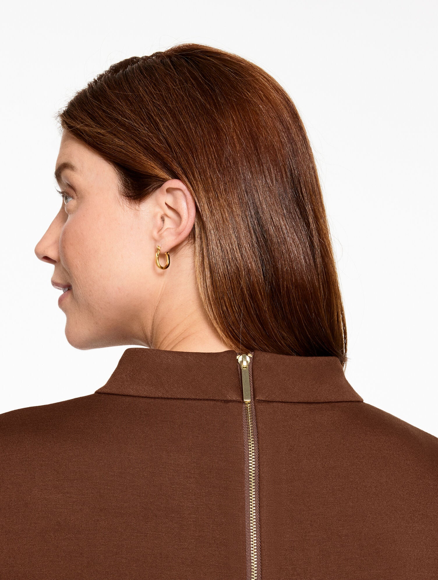 DARK WALNUT LUXE PONTE MOCKNECK DRESS | Talbots on sale