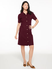 RICH BURGUNDY BUTTON FRONT SHIFT DRESS | Talbots US