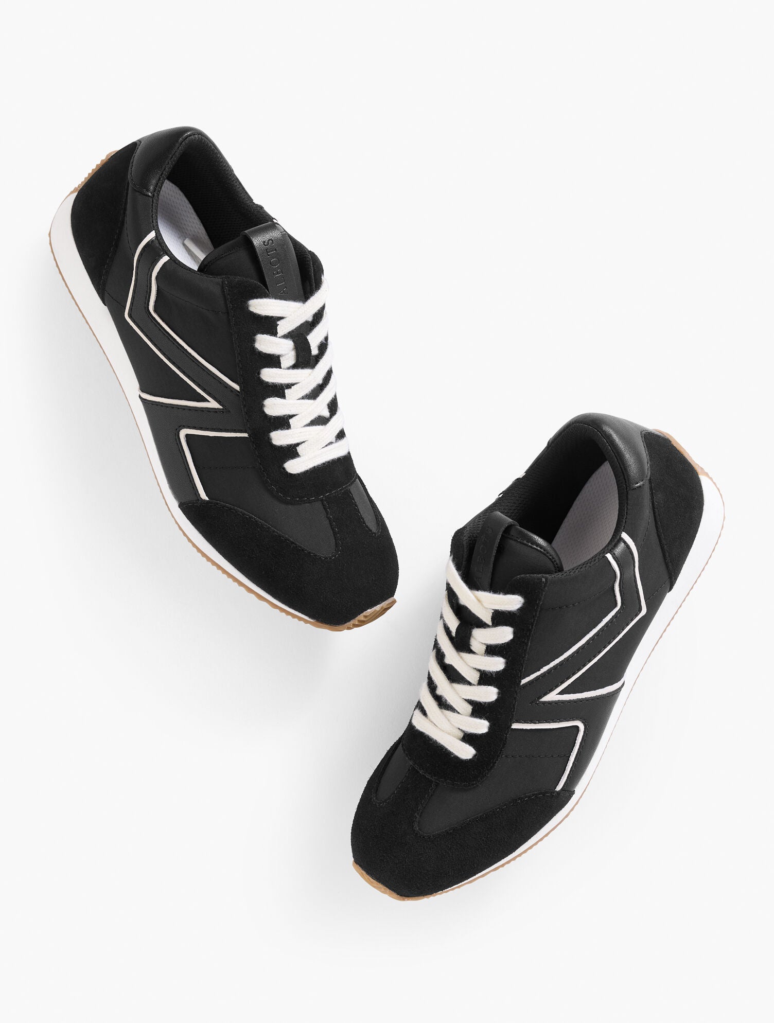 BLACK|SESAME ALEX LEATHER & NYLON SNEAKERS | Talbots outlet