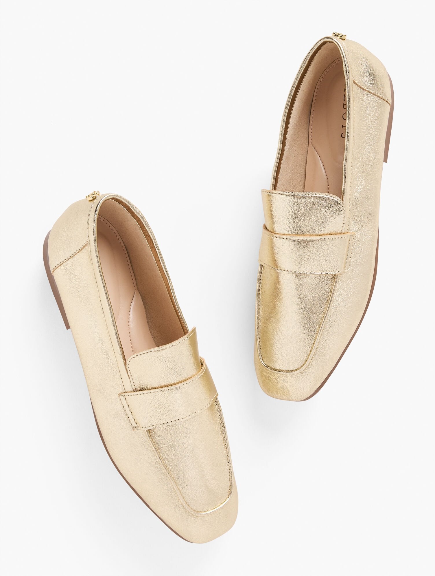 GOLD AUDREY METALLIC NAPPA LOAFERS | Talbots outlet