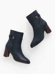 INDIGO BLUE CLAUDETTE NAPPA BLOCK HEEL ANKLE BOOTS | Talbots near me
