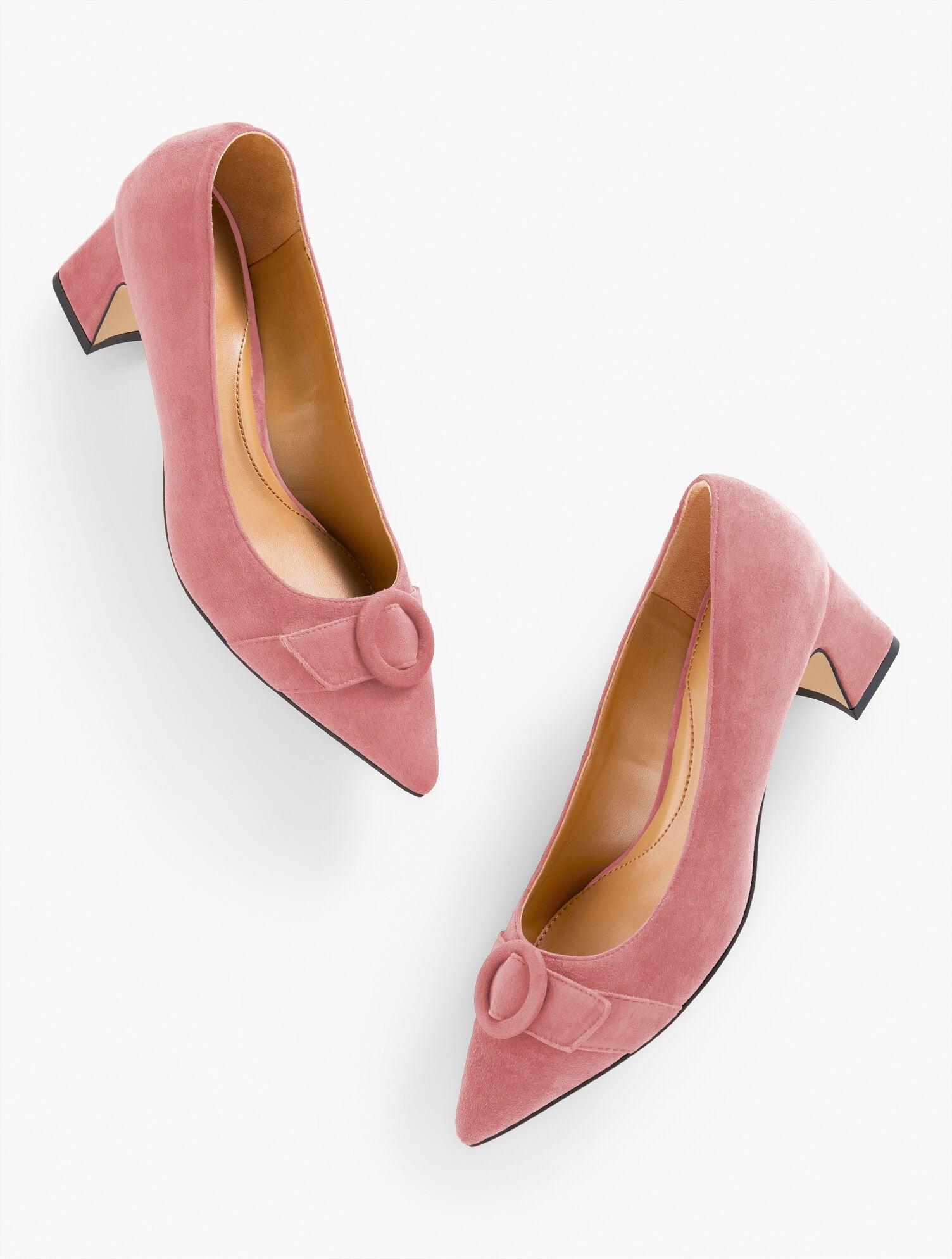 BLACK|DARK WALNUT|DUSTY MAUVE EDITH SUEDE FLARE HEEL PUMPS | Talbots outlet