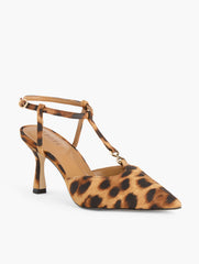 TAN MULTI EVELYN LEOPARD SUEDE FLARE HEEL PUMPS | Talbots online