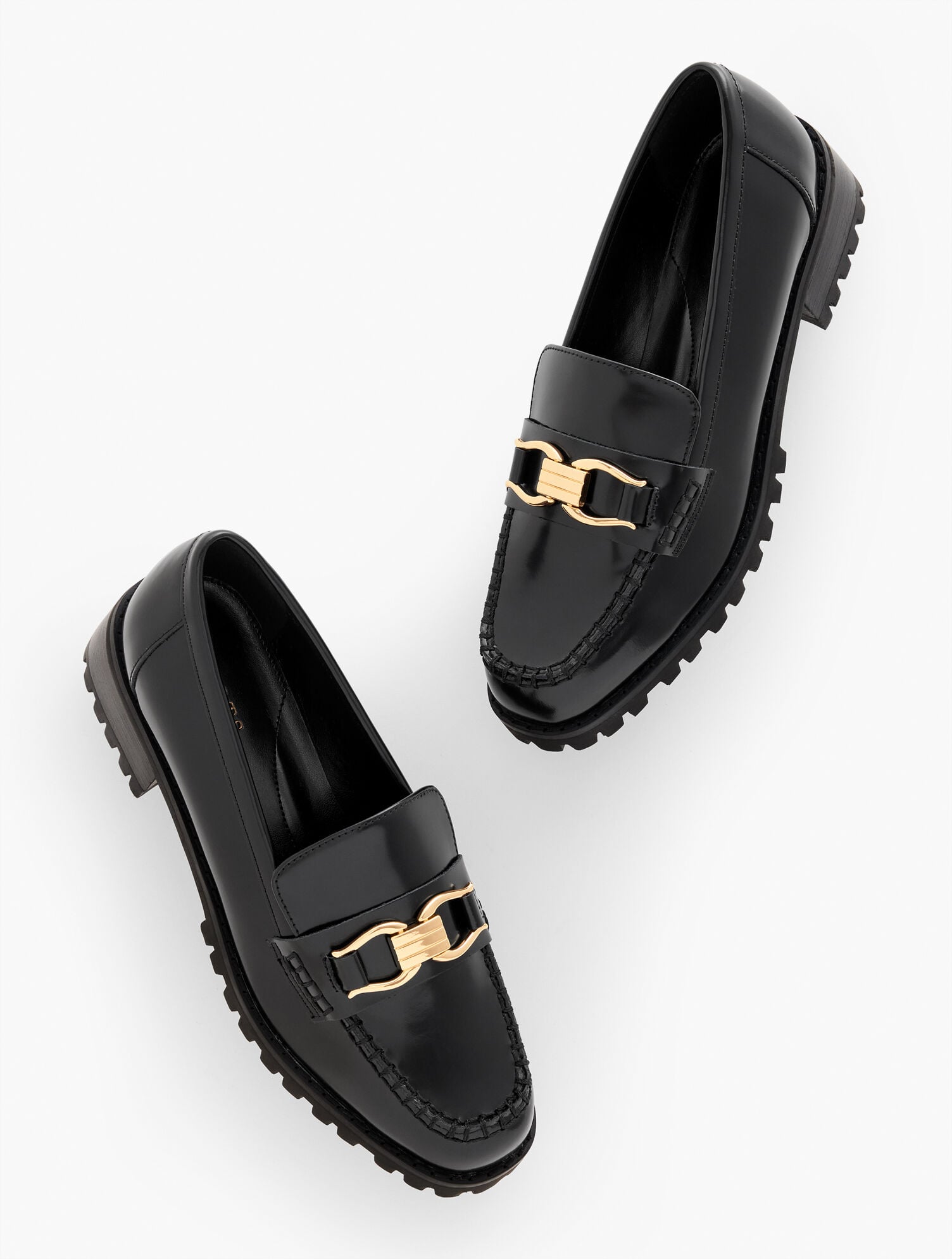 BLACK GIANNA LEATHER LOAFERS | Talbots online