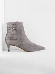 KENDALL GREY KAIT SUEDE CURVED ANKLE BOOTS | Talbots outlet