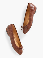 DARK ACORN BROWN MADISON BALLET FLATS - CROC EMBOSSED | Talbots discount