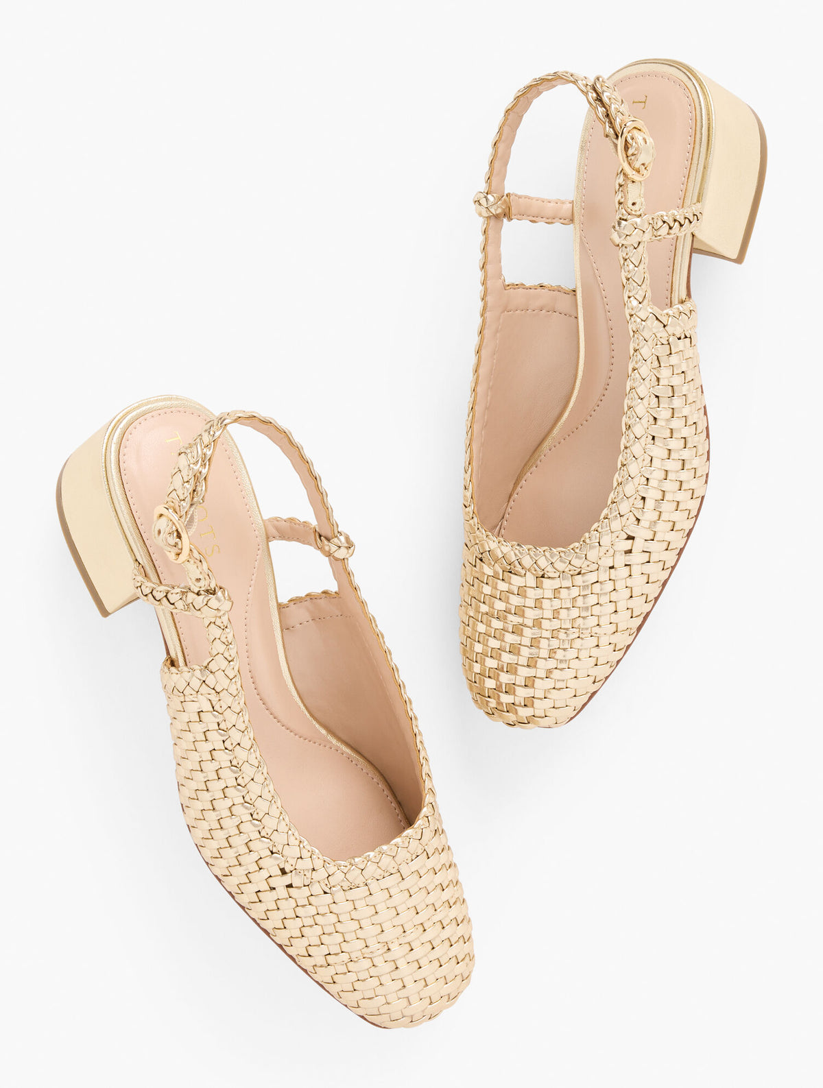GOLD MARLOW METALLLIC WOVEN SLINGBACK FLATS | Talbots discount
