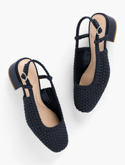 INDIGO BLUE MARLOW WOVEN SLINGBACK FLATS | Talbots sale