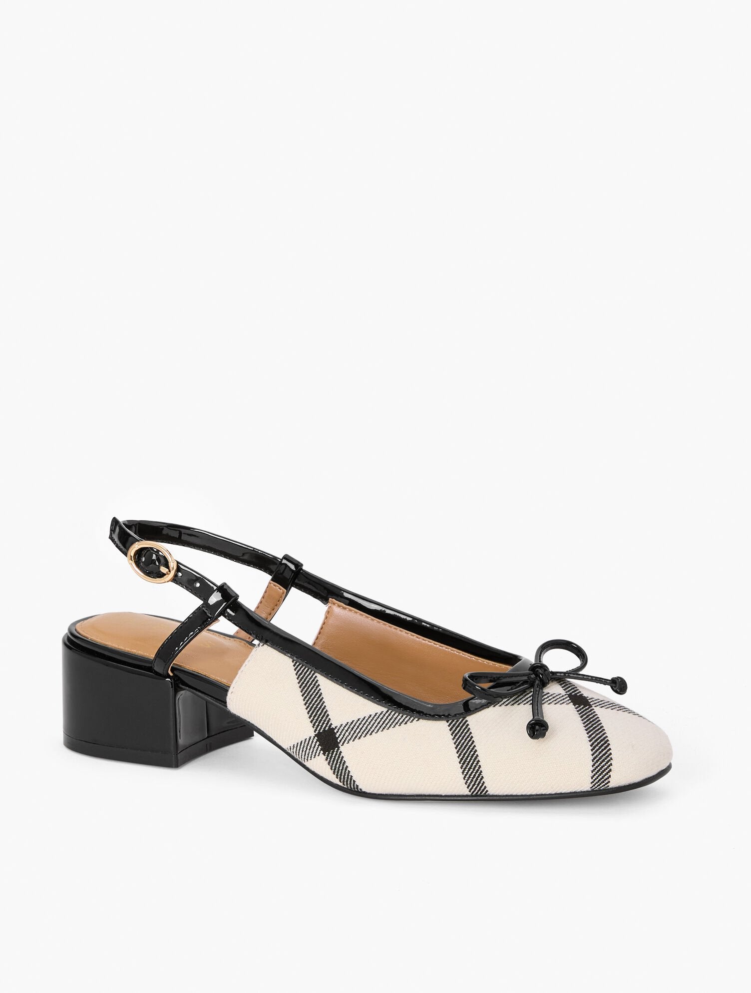 IVORY/BLACK MARLOW WINDOWPANE SLINGBACK PUMPS | Talbots on sale