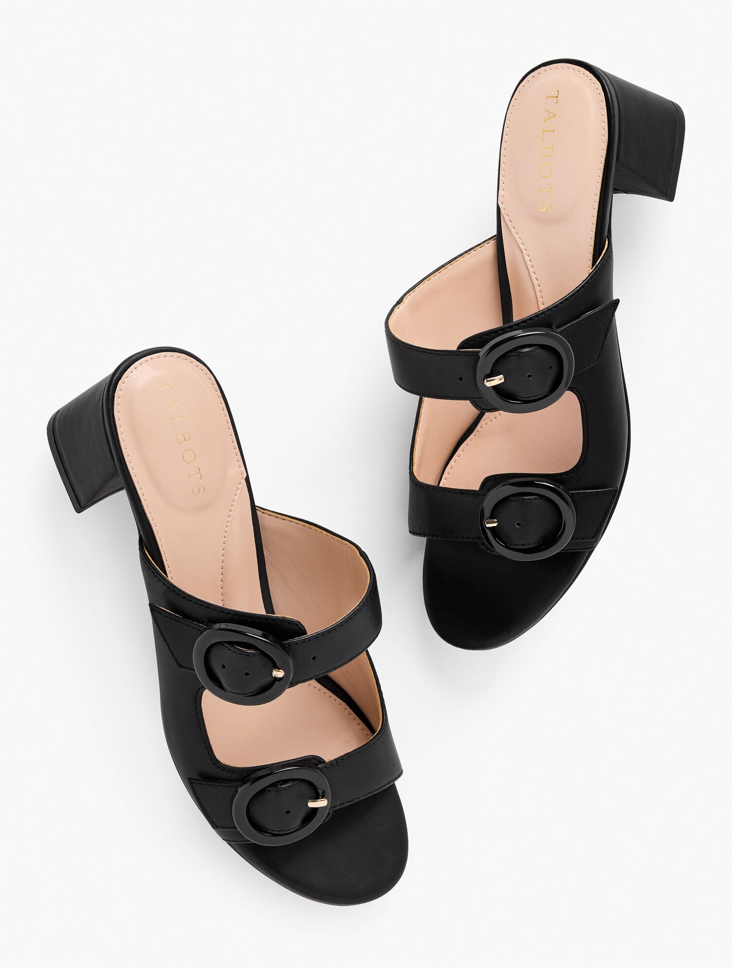 BLACK MILLIE STRAPS VACHETTA BLOCK HEEL SANDALS | Talbots sale