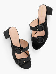 BLACK MILLIE STRAPS VACHETTA BLOCK HEEL SANDALS | Talbots sale