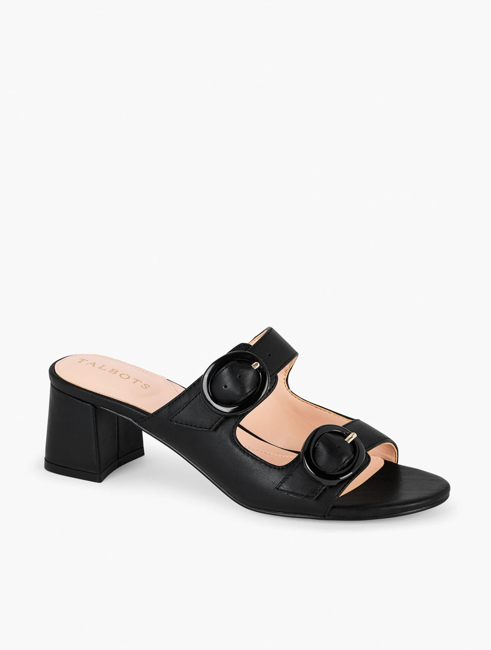 BLACK MILLIE STRAPS VACHETTA BLOCK HEEL SANDALS | Talbots sale