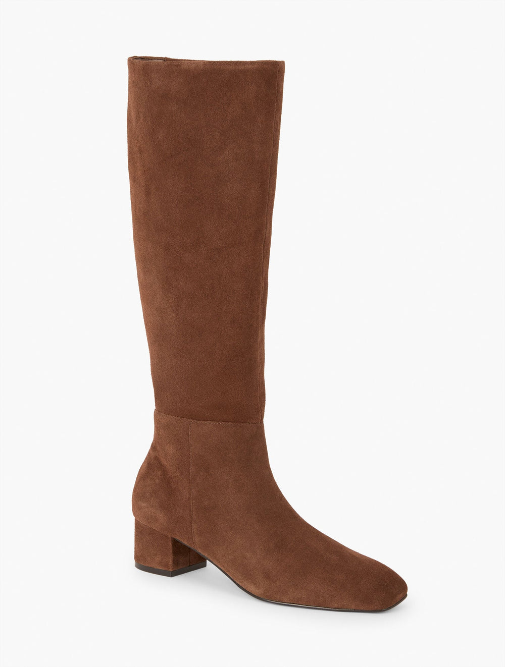 BLACK|DARK WALNUT PERLA TALL SUEDE BLOCK HEEL BOOTS | Talbots sale