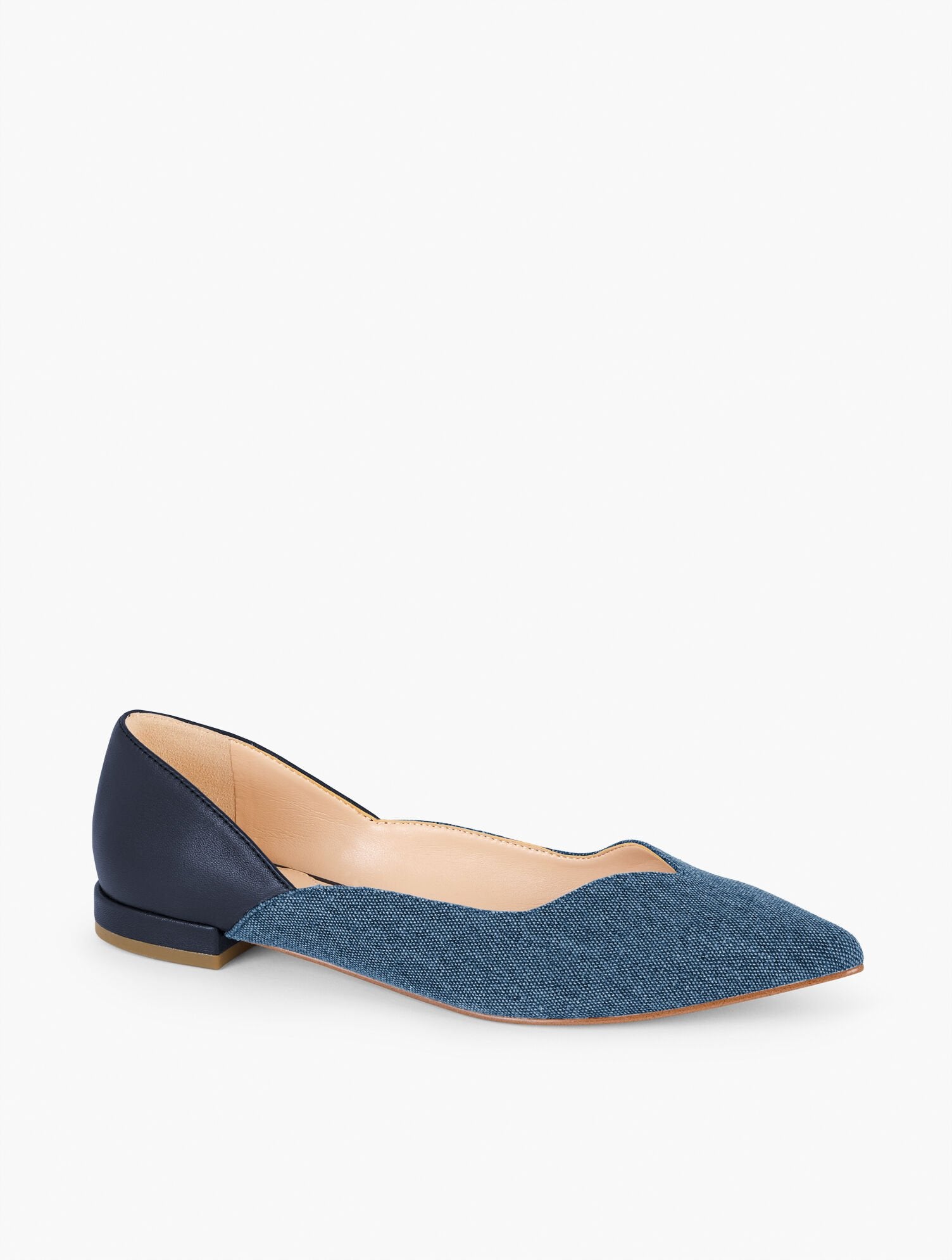 MEDIUM DENIM/INDIGO PORTIA DENIM TRIM NAPPA FLATS | Talbots sale