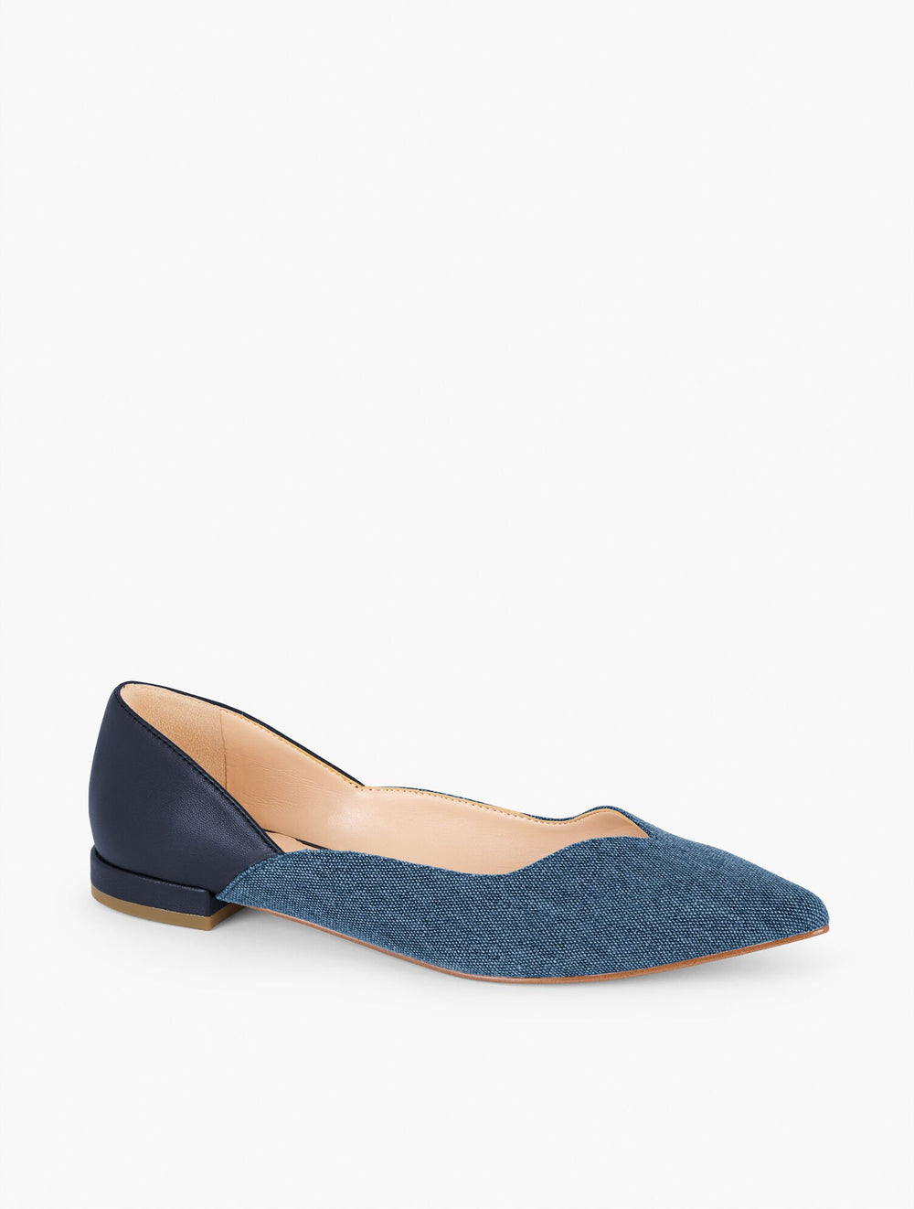 MEDIUM DENIM/INDIGO PORTIA DENIM TRIM NAPPA FLATS | Talbots sale