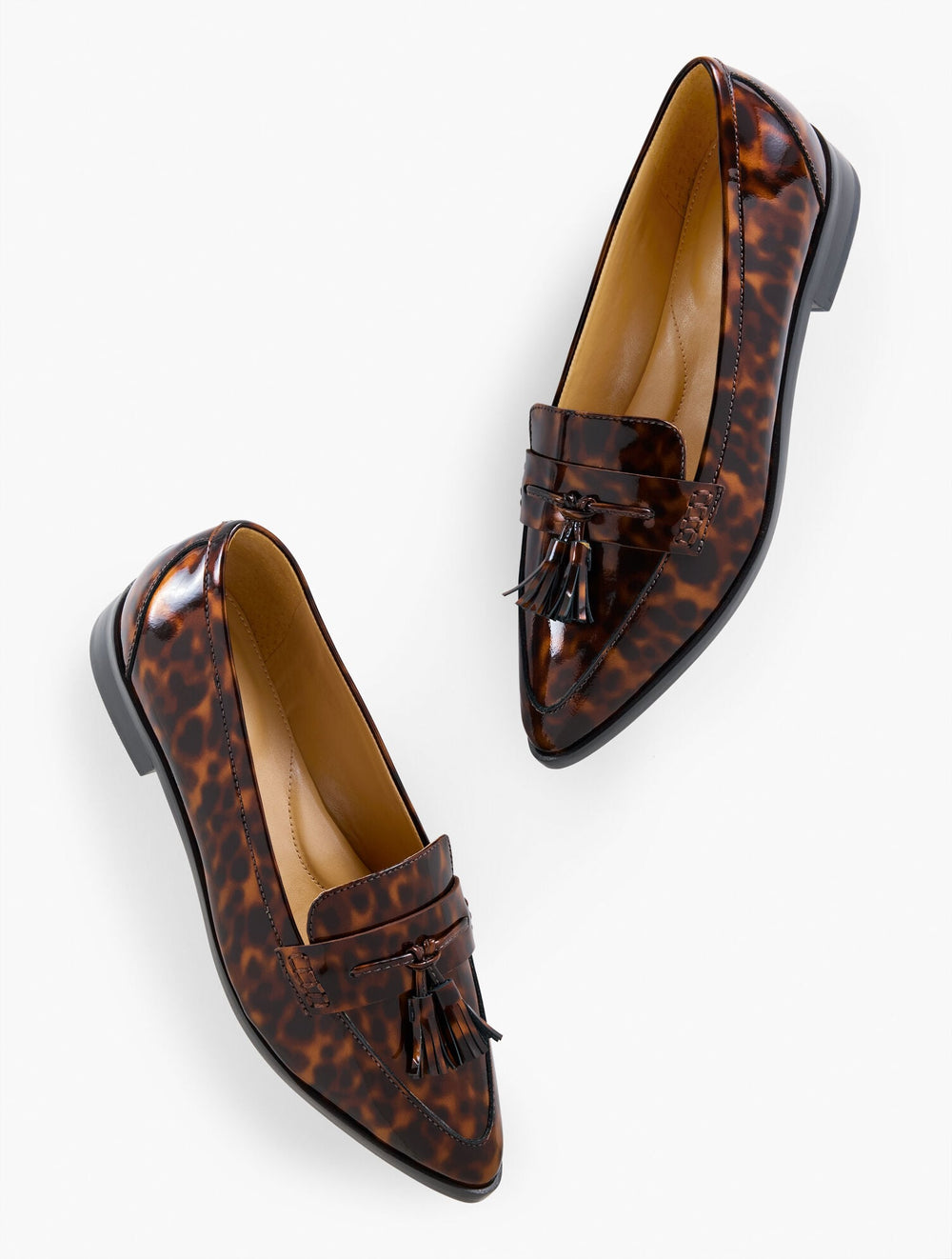 BROWN MULTI REECE POINTED TOE LOAFERS - TORTOISESHELL PATENT | Talbots outlet