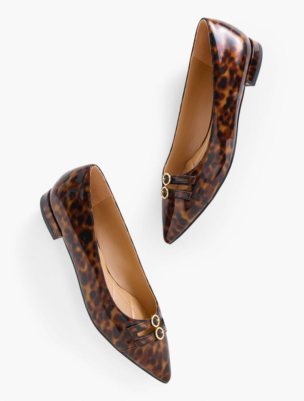 BROWN MULTI SCARLET TORTOISESHELL CUT OUT NAPPA FLATS | Talbots on sale