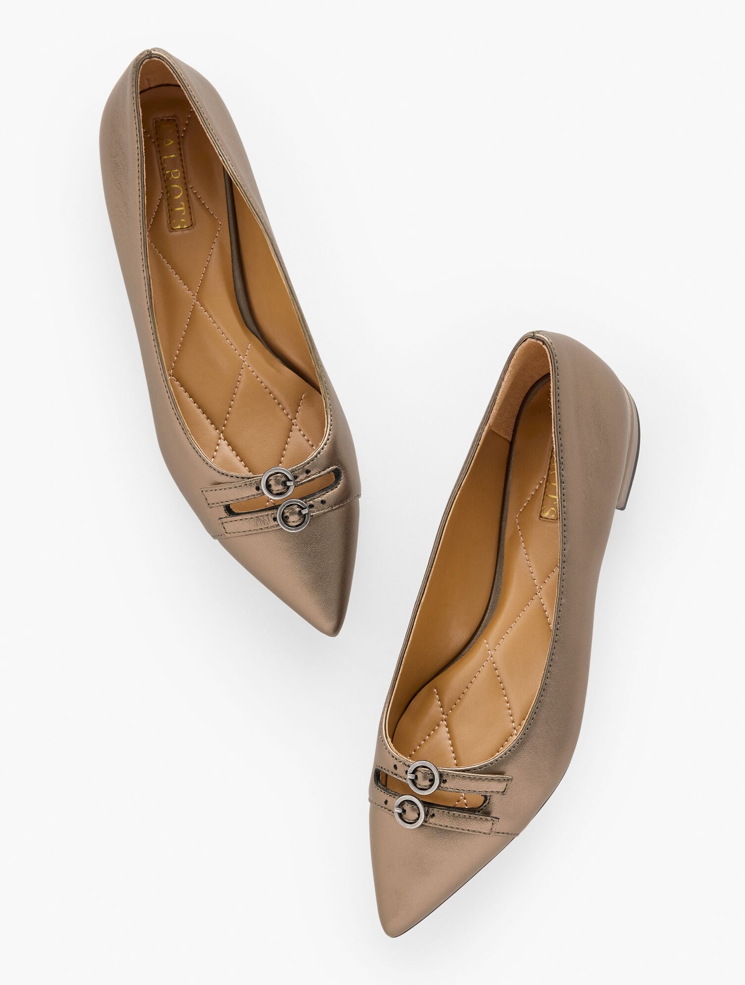 BRONZE SCARLET METALLIC CUT OUT NAPPA FLATS | Talbots for sale