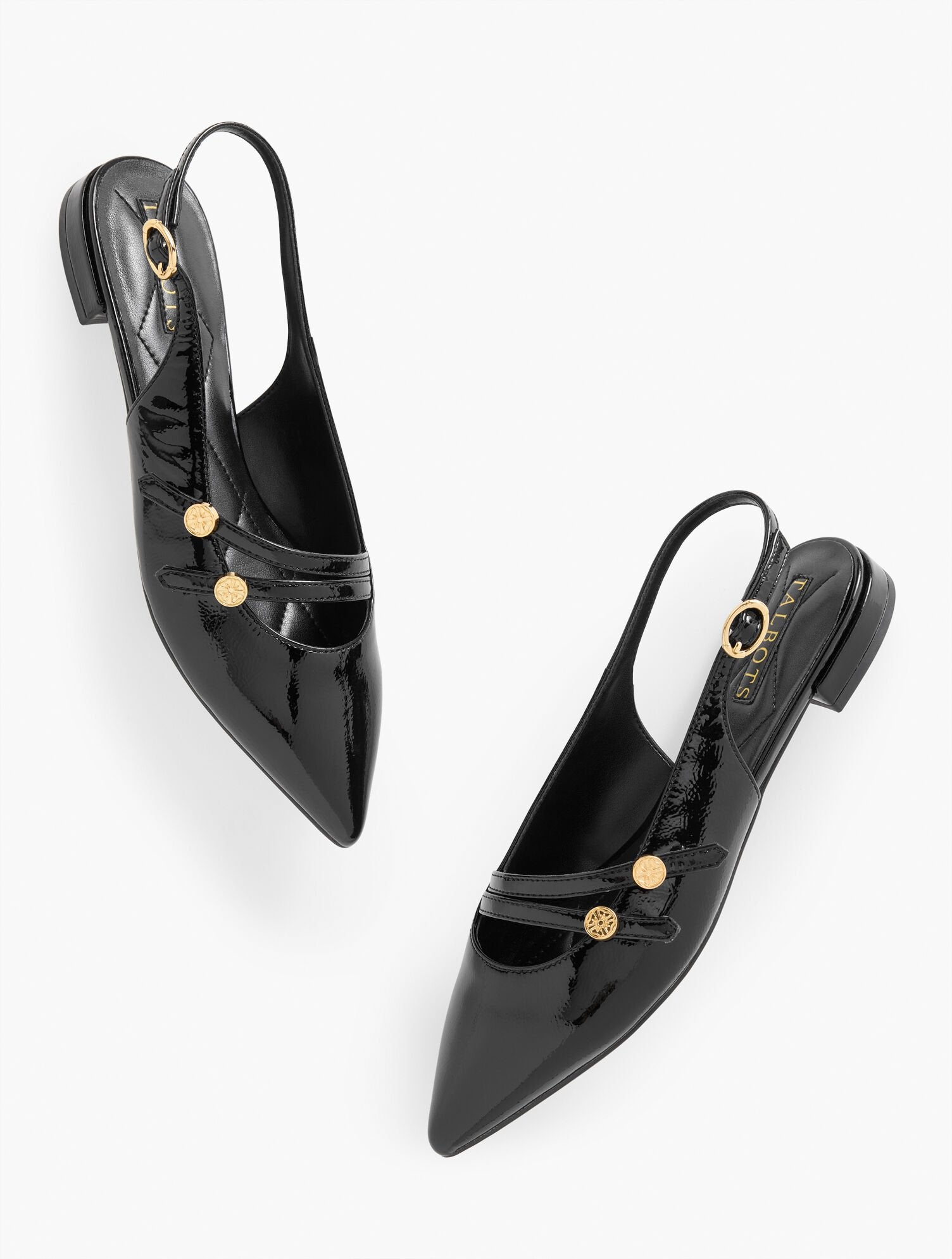 BLACK SCARLET PATENT SLINGBACK FLATS - CRINKLE | Talbots for sale