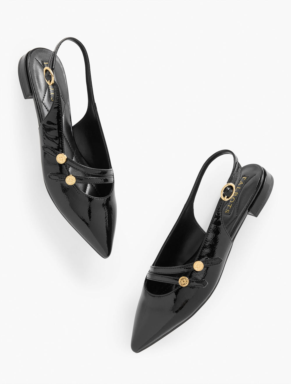 BLACK SCARLET PATENT SLINGBACK FLATS - CRINKLE | Talbots for sale