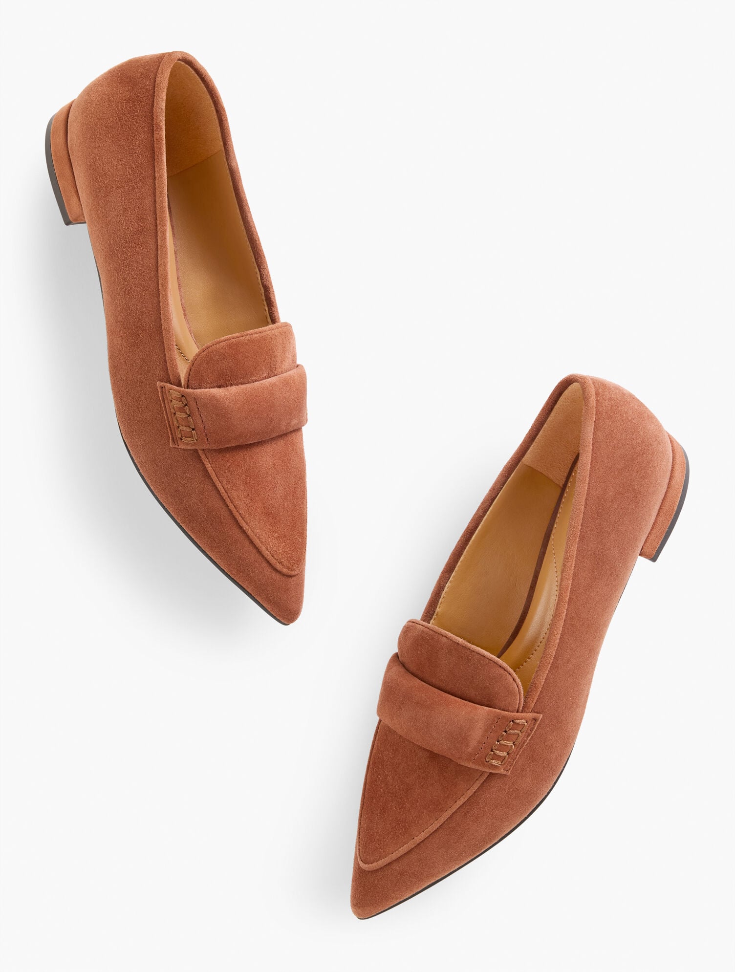 BLACK|COGNAC|KENDALL GREY|EGGPLANT SCARLET SUEDE POINTED TOE LOAFERS | Talbots online