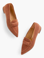 BLACK|COGNAC|KENDALL GREY|EGGPLANT SCARLET SUEDE POINTED TOE LOAFERS | Talbots online