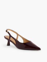 DEEP BURGUNDY|LIGHT CHESTNUT OLIVIA SLINGBACK KITTEN HEEL PUMPS - CRINKLE PATENT | Talbots sale