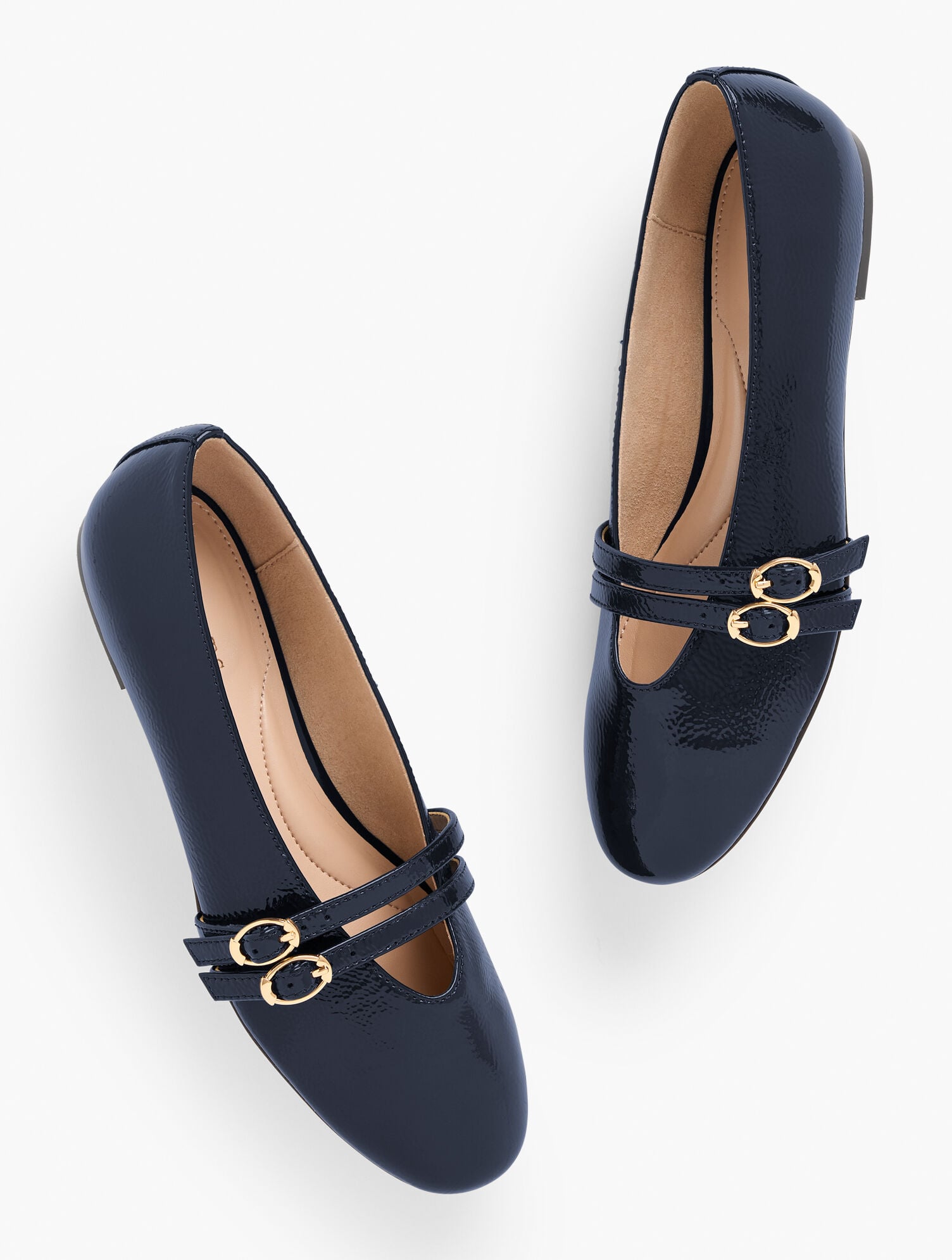 INDIGO BLUE VERA PATENT MARY JANE BALLET FLATS - CRINKLE | Talbots on sale