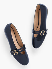 INDIGO BLUE VERA PATENT MARY JANE BALLET FLATS - CRINKLE | Talbots on sale