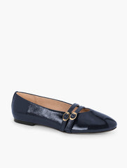 INDIGO BLUE VERA PATENT MARY JANE BALLET FLATS - CRINKLE | Talbots on sale