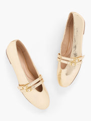 GOLD VERA LEATHER MARY JANE BALLET FLATS - METALLIC CRACKLE | Talbots for sale